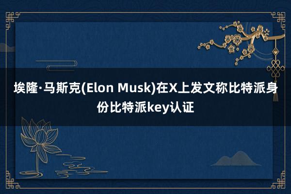 埃隆·马斯克(Elon Musk)在X上发文称比特派身份比特派key认证