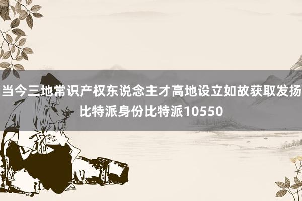 当今三地常识产权东说念主才高地设立如故获取发扬比特派身份比特派10550