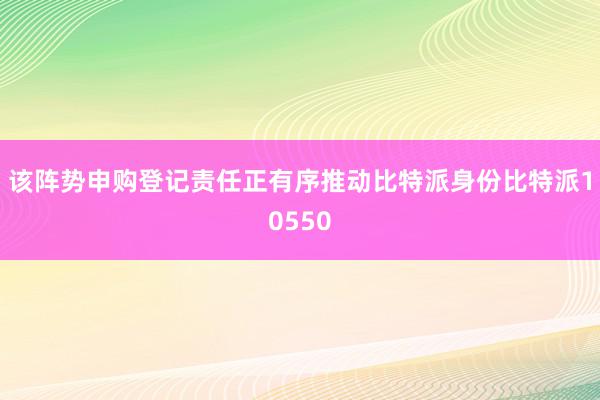 该阵势申购登记责任正有序推动比特派身份比特派10550