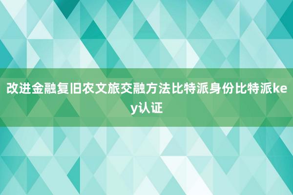 改进金融复旧农文旅交融方法比特派身份比特派key认证