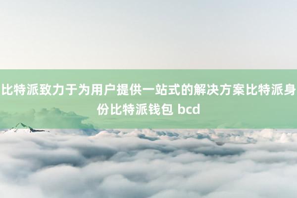 比特派致力于为用户提供一站式的解决方案比特派身份比特派钱包 bcd