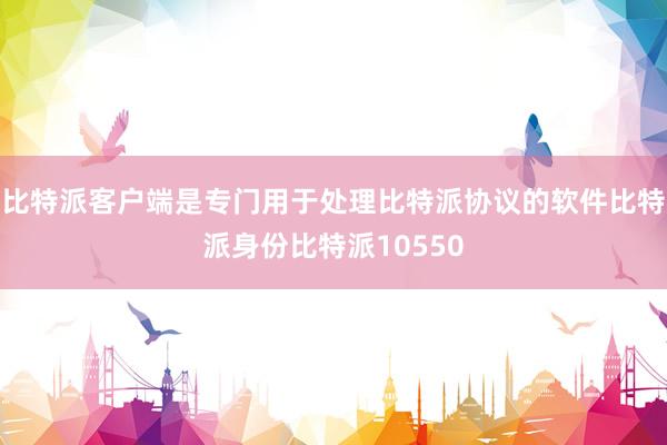 比特派客户端是专门用于处理比特派协议的软件比特派身份比特派10550