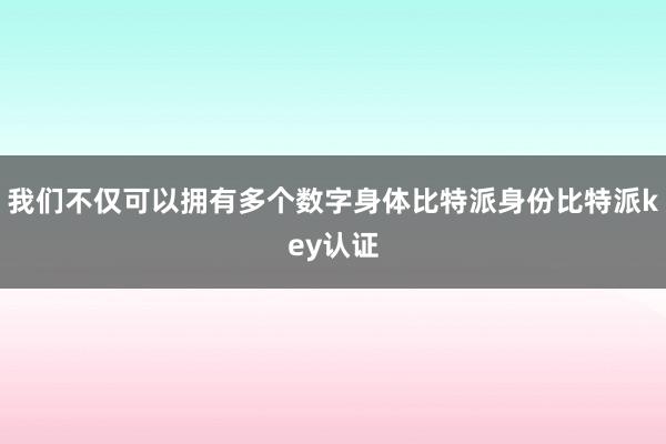 我们不仅可以拥有多个数字身体比特派身份比特派key认证