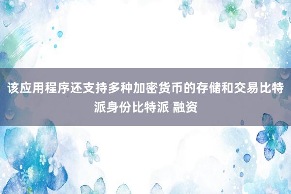 该应用程序还支持多种加密货币的存储和交易比特派身份比特派 融资