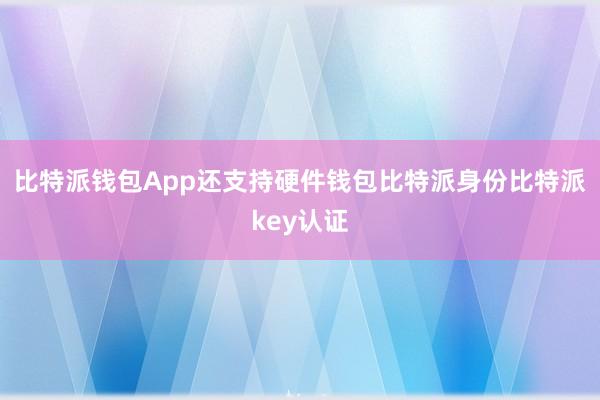 比特派钱包App还支持硬件钱包比特派身份比特派key认证