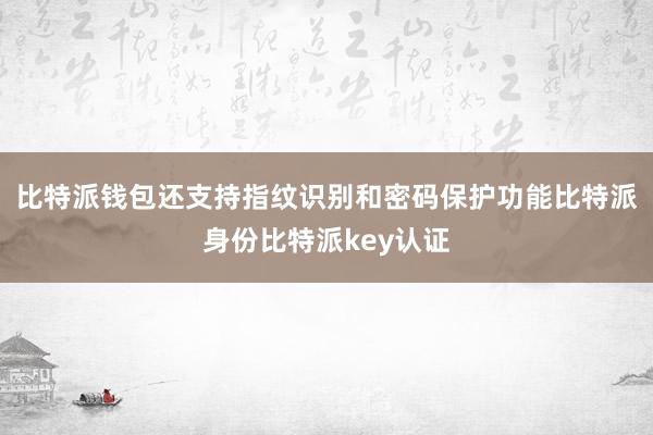 比特派钱包还支持指纹识别和密码保护功能比特派身份比特派key认证