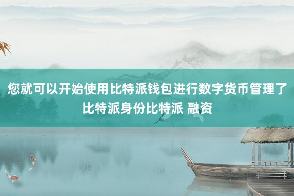 您就可以开始使用比特派钱包进行数字货币管理了比特派身份比特派 融资