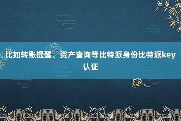 比如转账提醒、资产查询等比特派身份比特派key认证