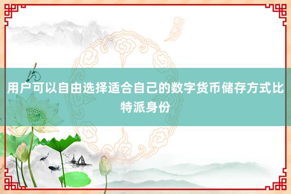 用户可以自由选择适合自己的数字货币储存方式比特派身份