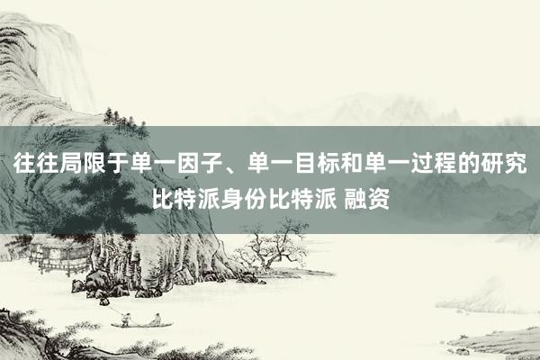 往往局限于单一因子、单一目标和单一过程的研究比特派身份比特派 融资