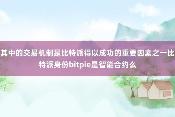 其中的交易机制是比特派得以成功的重要因素之一比特派身份bitpie是智能合约么