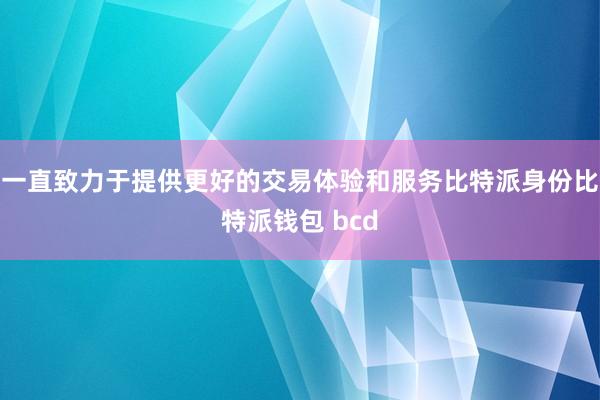 一直致力于提供更好的交易体验和服务比特派身份比特派钱包 bcd