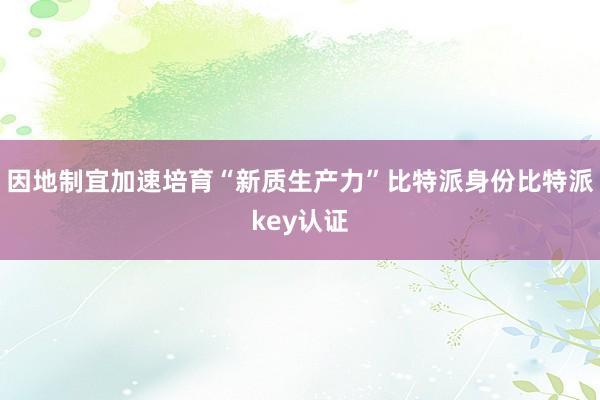 因地制宜加速培育“新质生产力”比特派身份比特派key认证