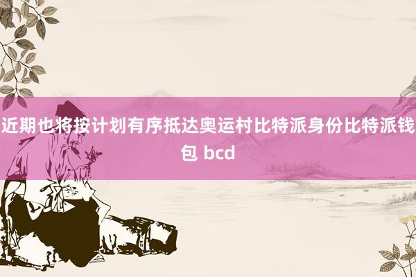 近期也将按计划有序抵达奥运村比特派身份比特派钱包 bcd